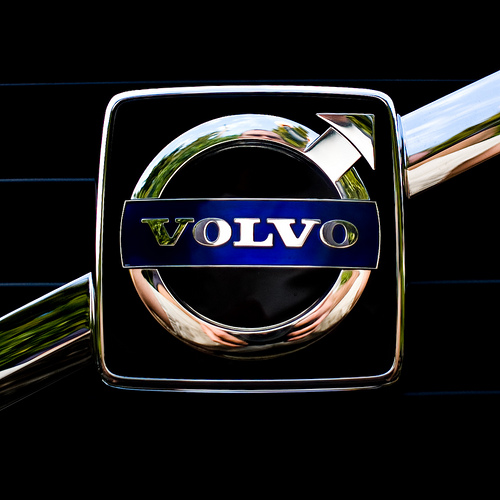 Silver and blue colors on volvo logo